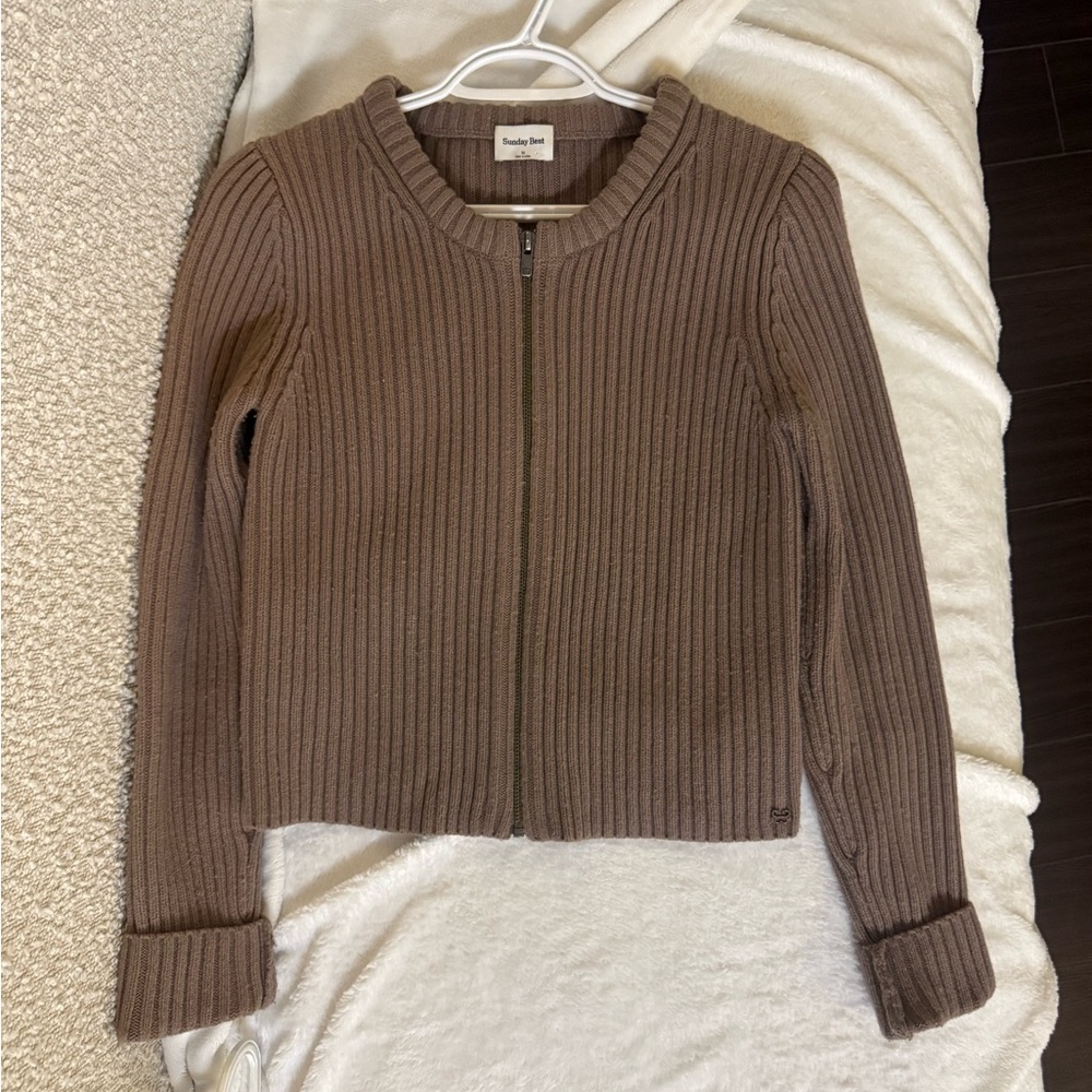 Sunday Best Taupe Ribbed Cardigan